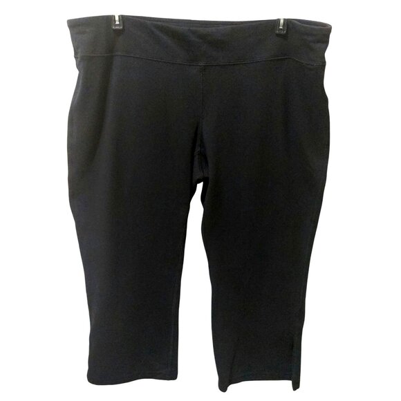 Eileen Fisher Women's Black Organic Cotton Ankle Slit Crop Pants Large - Picture 1 of 8